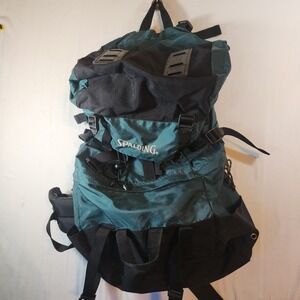 Spalding Vintage Internal Frame Hiking Backpack Teal Black Camping Rucksack